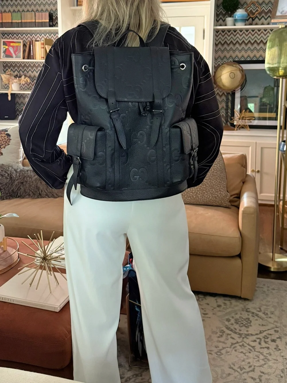 Gucci Jumbo GG Leather Travel Backpack